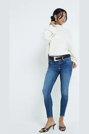 River Island High Rise Skinny Jeans - Medium Denim