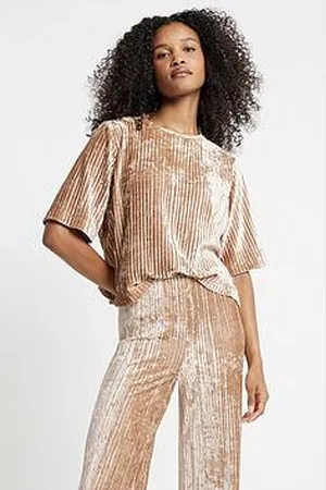 River Island Velvet Plisse T-Shirt