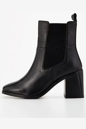 Very Wide Fit Real Leather Block Heel Chelsea Boot