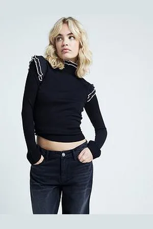 River Island Long Sleeve Frill Sleeve Hybrid Jumper