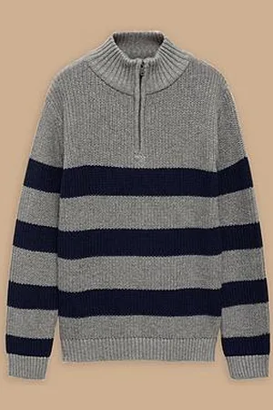 MANGO Boys Half Zip Stripe Knitted Jumper