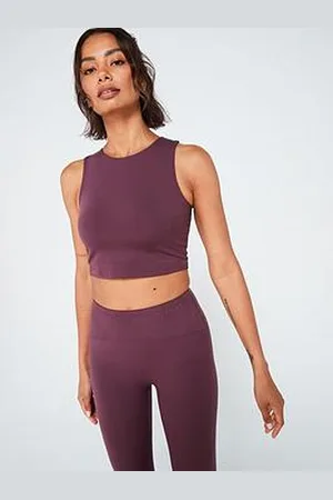 Gym King Womens Peach Luxe High Neck Tank - Burgundy