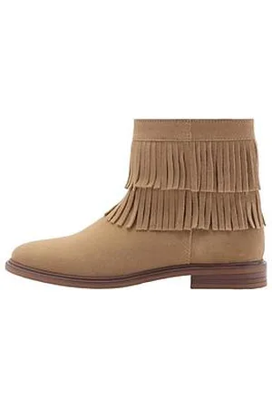 MANGO Girls Fringe Suede Ankle Boots