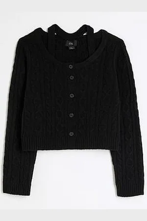 River Island Older Girl Cable Knit Halter Neck Cardigan