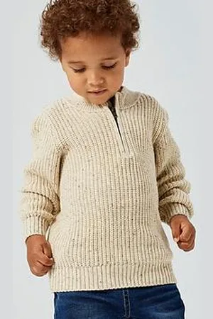 NAME IT Mini Boys Half Zip Knitted Jumper - Summer Sand