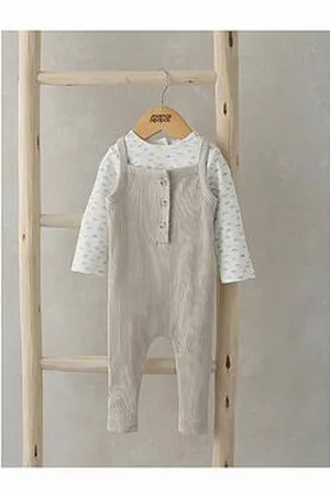 Mamas & Papas Baby Unisex 2 Piece Ribbed Dungaree Set