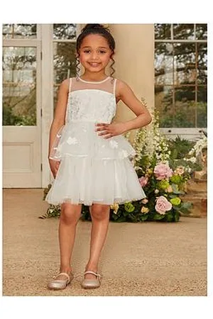 Chi Chi London Younger Girls Floral Lace Tiered Midi Dress
