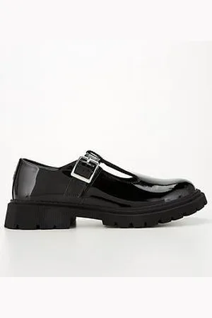 Very New Older Girls Patent Leather T-Bar School Shoe Chunky Sole