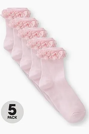 Everyday Basic Girls Occasion Broderie Frill Socks (5 Pack)