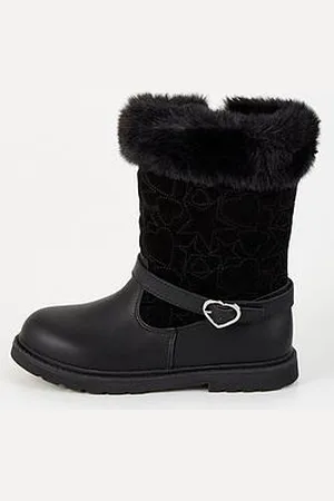 Very Toezone Girls Leather Quilted Faux Fur Boots