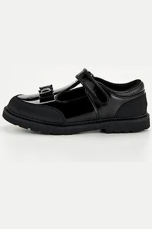 Very Toezone Girls T-Bar Patent Leather Bow Shoe