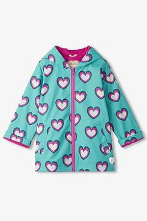 Hatley Girls Heart Colour Change Rain Jacket