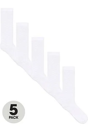 Everyday Basic Girls 5 Pack Knee Length Diamond Filet Stitch School Socks