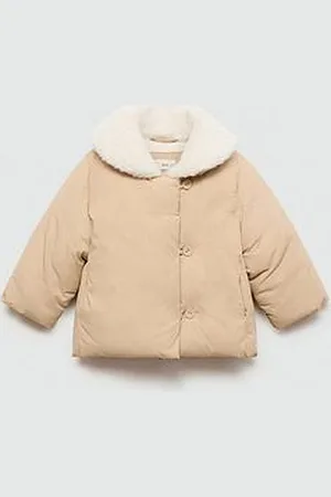 MANGO Younger Girls Fleece Lined Funnel Neck Coat