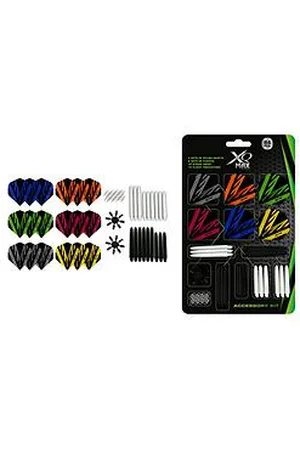 XQ-Max 84 Piece Darts Accessory Kit - Includes 6 Sets Of Nylon Shafts, 6 Sets Of Flights, Flight Protector, 32 O-Rings