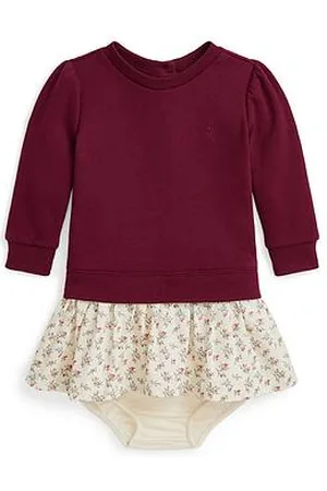 Ralph Lauren Baby Girls Print Hem Sweat Dress
