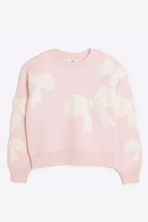 River Island Older Girl Boucle Bow Jumper