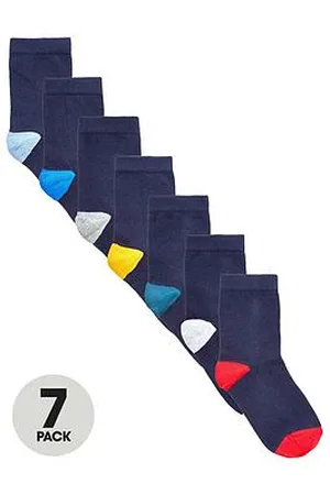 Everyday Basic 7 Pack Contrast Colour Heel And Toe Socks
