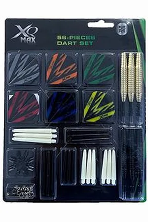 XQ-Max 56 Piece Darts Accessory Kit - Includes 2 Sets Of Brass Barrels, 6 Sets Of Nylon Shafts, 6 Sets Of Flights, Flight Protector, 32 O-Rings