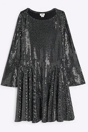 River Island Sequin Long Sleeve Godet Dress