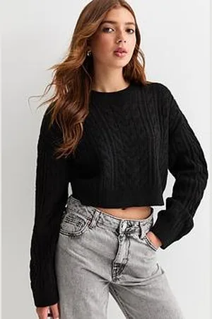 New Look Girls Cable Knit Crop Jumper