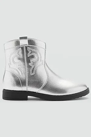 MANGO Girls Metallic Western Boots