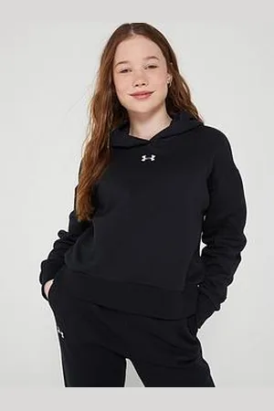 Under Armour Girls Rival Fleece Crop Hoodie - Black/White