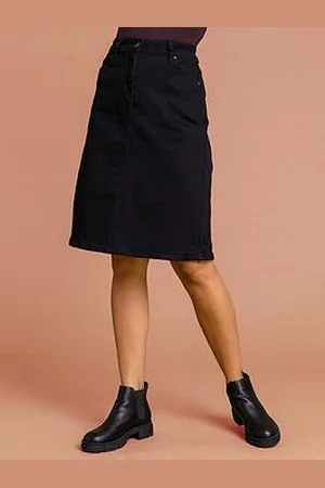 Roman Cotton Denim Stretch A Line Skirt