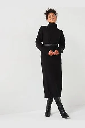 Very Roll Neck Long Sleeve Knitted Midaxi Dress