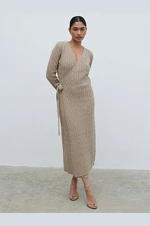 Pretty Lavish Marnie Cable Knit Wrap Midaxi Dress