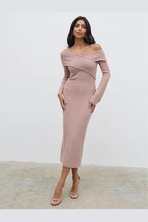 Pretty Lavish Danica Wrap Bardot Knit Midaxi Dress