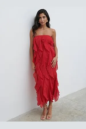 Pretty Lavish Perla Bandeau Ruffle Midaxi Dress