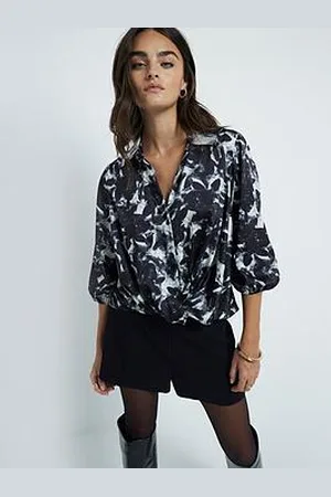 River Island Floral Print Wrap Shirt