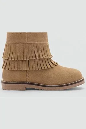 MANGO Younger Girls Fringe Suede Ankle Boots