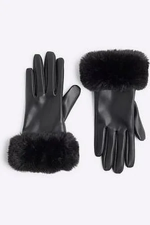 River Island Older Girl Faux Fur Trim Gloves