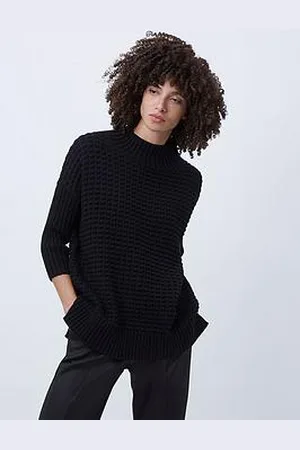 French Connection Ribbed Knit Oversized Jumper - Black