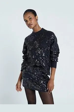 River Island Oversized Embellished Jumper - Dark