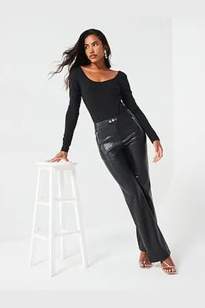 Very Faux Leather Wide Leg Trousers