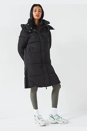 Very Padded Midi Length Coat With Hood