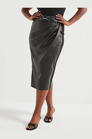 Very Pu Wrap Midi Skirt