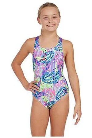 Zoggs Girls Ecolast Sea Petal Flyback Swimsuit- Multi