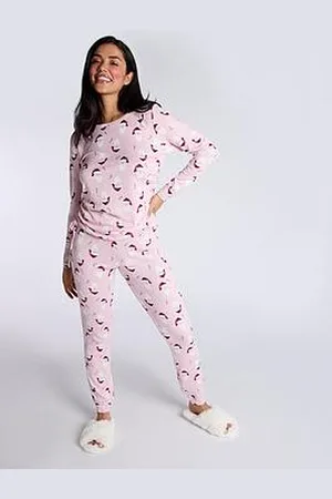 Boux Avenue Soft Touch Santa Top & Leggings Pj Set - Dusky