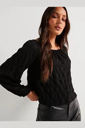 Very Long Sleeve Textured Bardot