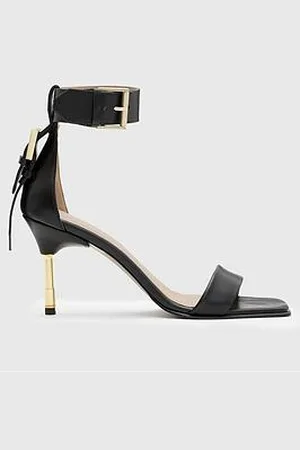 AllSaints Noir Square Toe Heeled Sandal