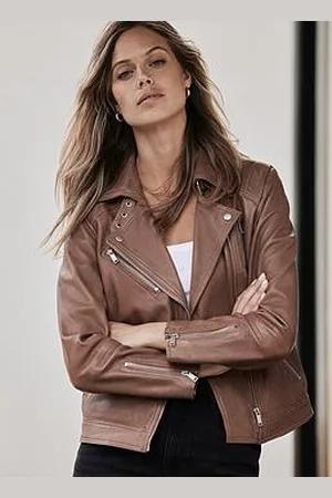 mint&berry Tan Casual Leather Jacket