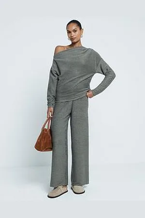 River Island Textured Wide Leg Trouser
