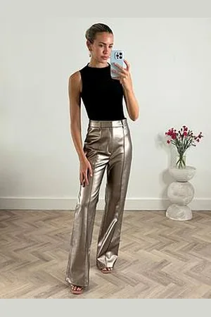 Style Cheat Pu Metallic Wide Leg Trouser
