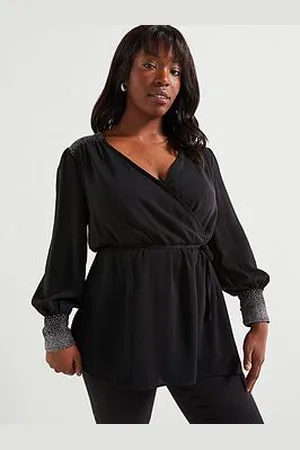 Very Embellished Cuff & Shoulder Wrap Blouse