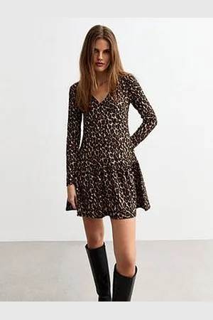 New Look Brown Jersey Leopard Mini Dress