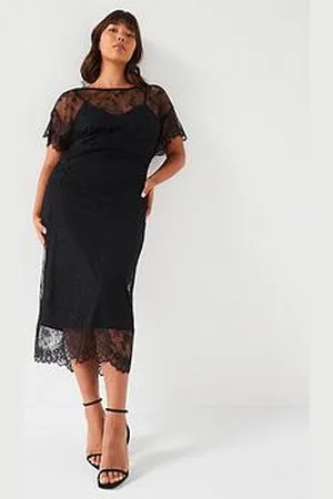 Very Batwing Sleeve Lace Midi Dress